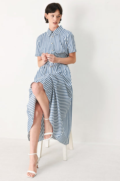 Coastal Striped Midi Dress