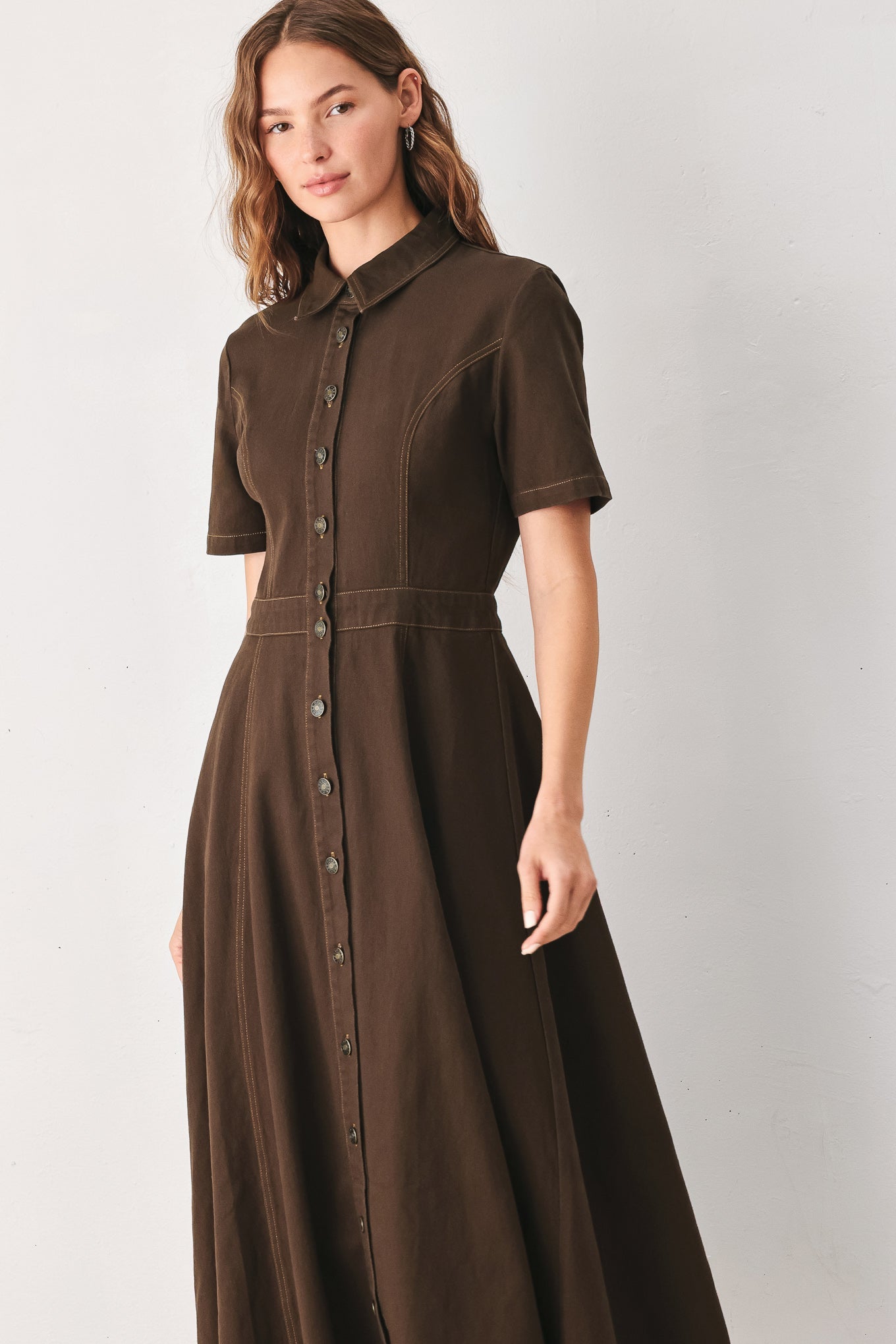 Classic Vintage Collared Everyday Midi Dress