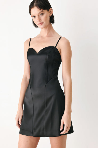 Woven Mini Dress with Structured Corset Bodice and Fitted Silhouette