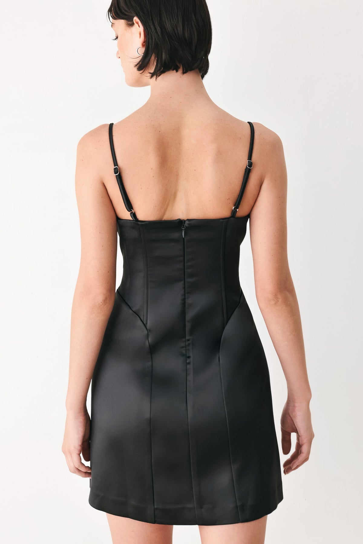 Woven Mini Dress with Structured Corset Bodice and Fitted Silhouette