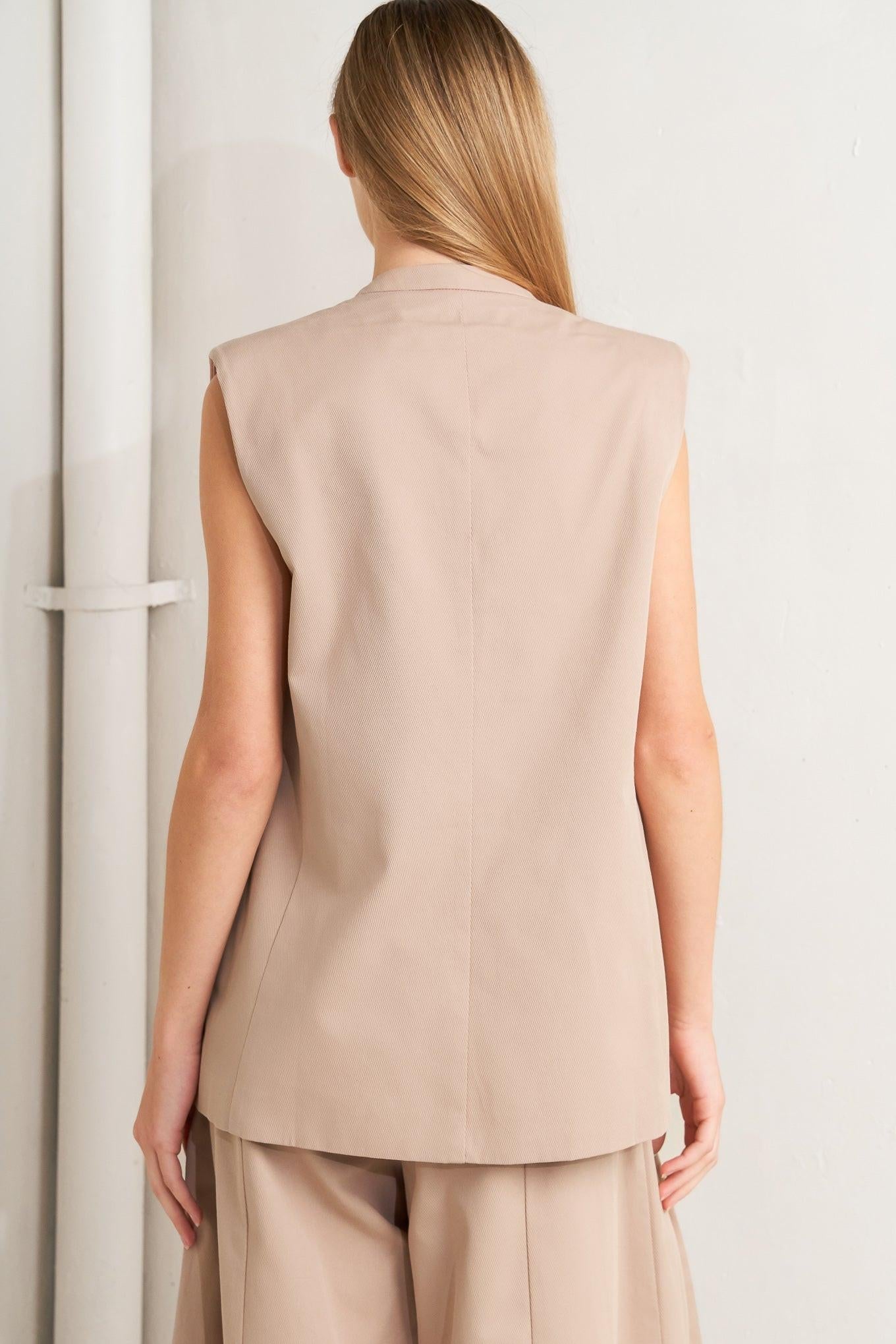 Elegant Pleat Woven Midi Vest