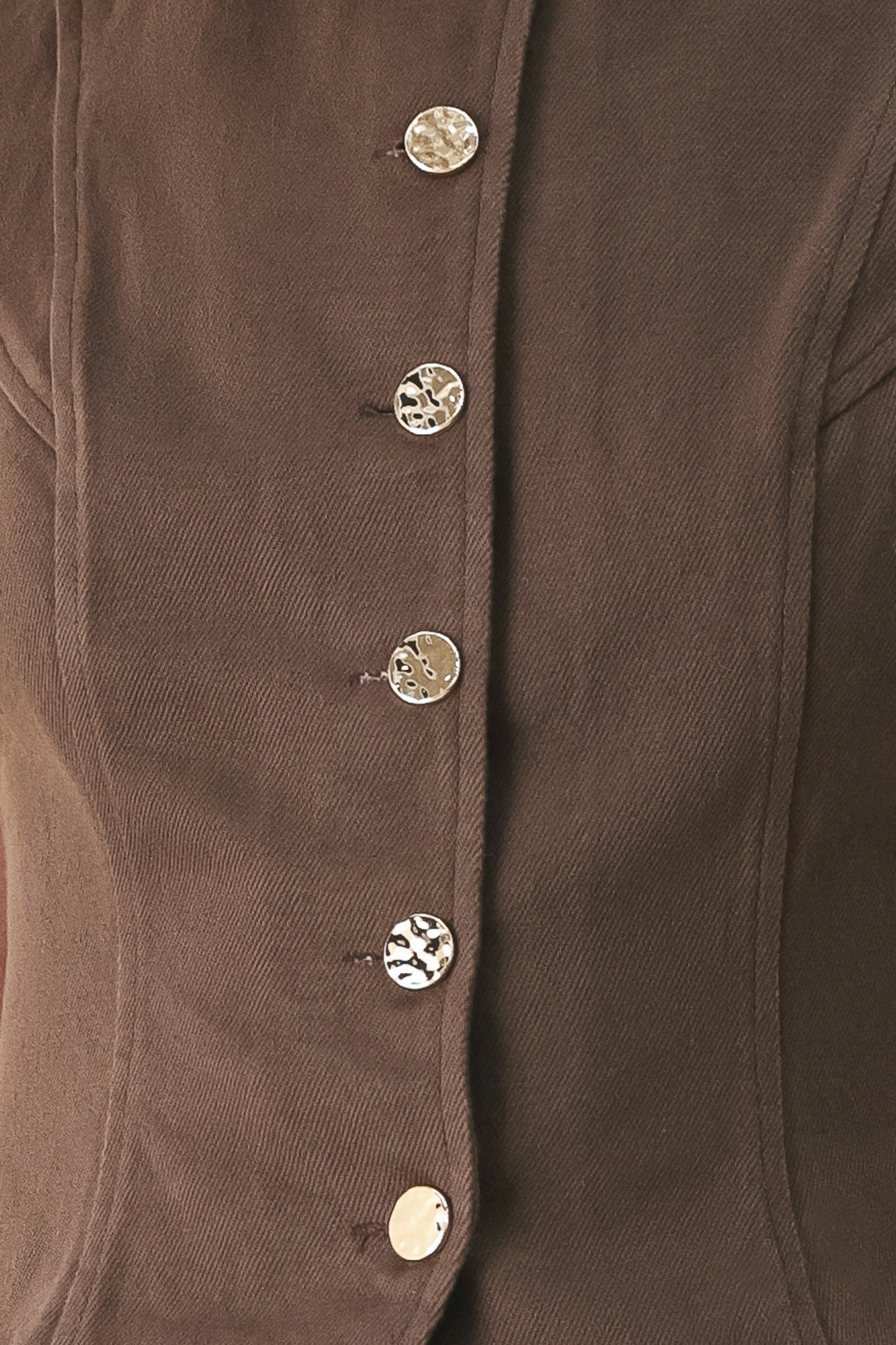 Brown Button Up Vest Top