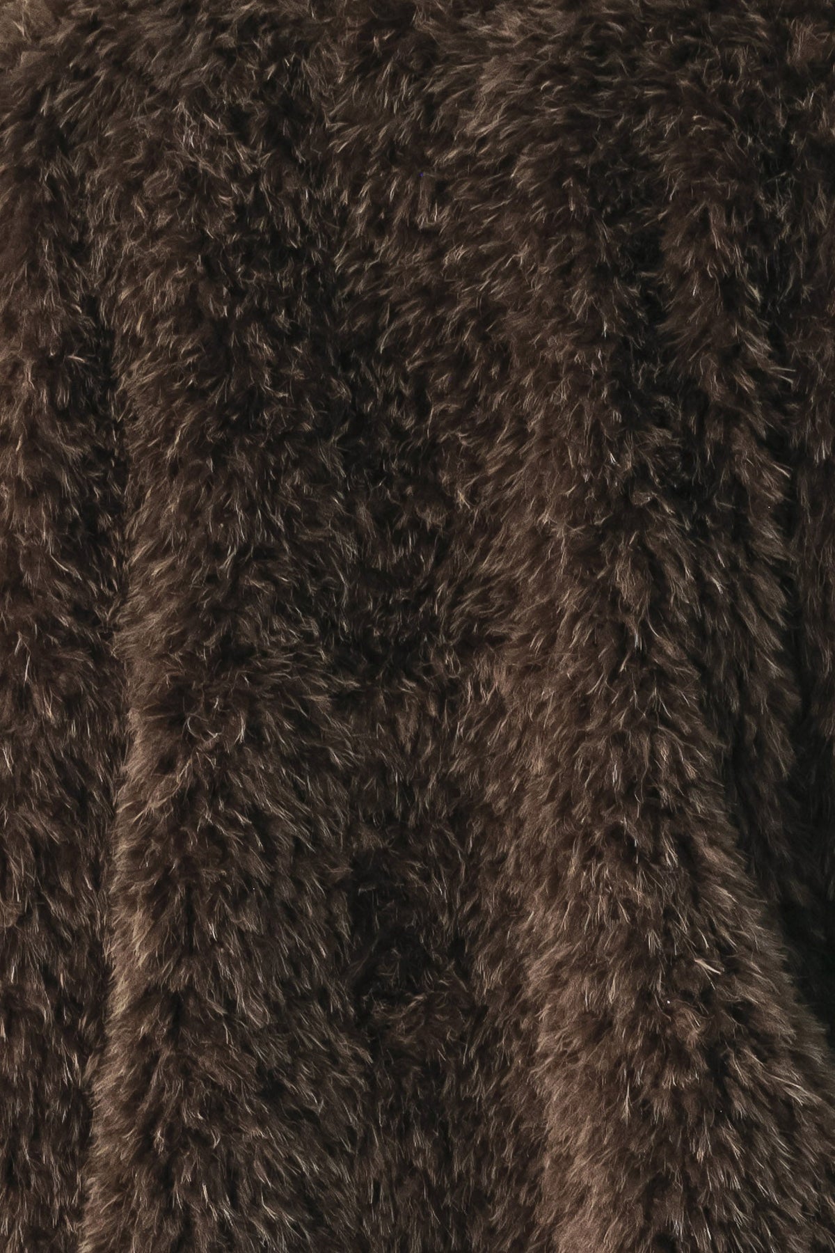 Dark Brown Faux Fur Midi Coat with Skinny Faux Leather Belt