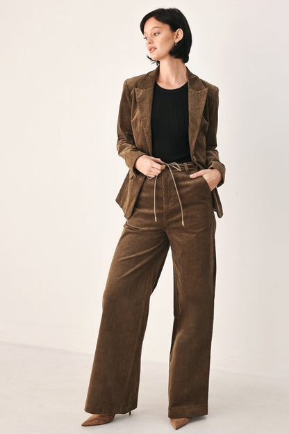 Brown Corduroy Blazer with Structured Tailored Fit