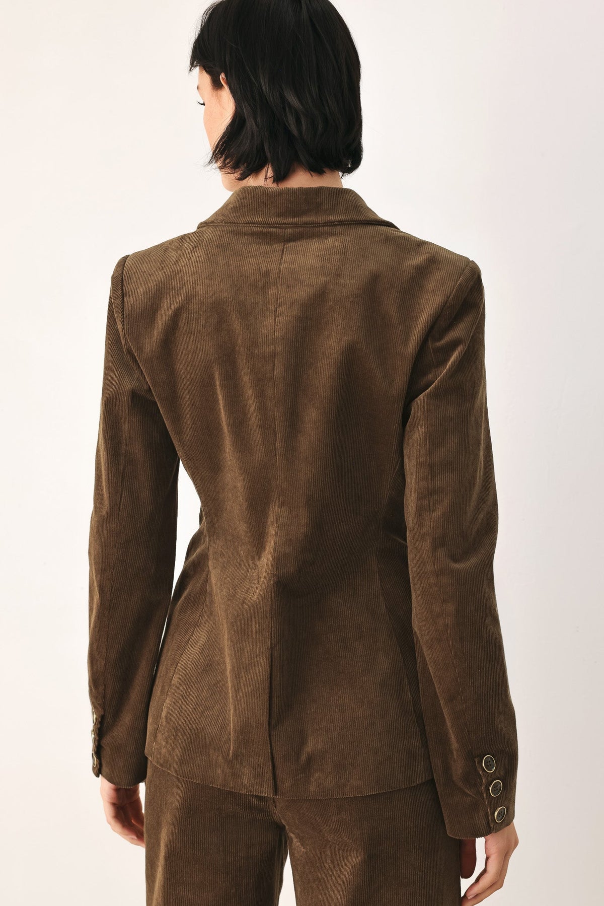 Brown Corduroy Blazer with Structured Tailored Fit