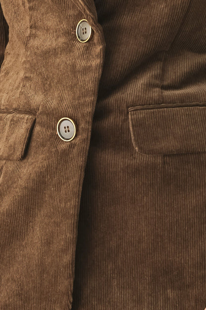 Brown Corduroy Blazer with Structured Tailored Fit