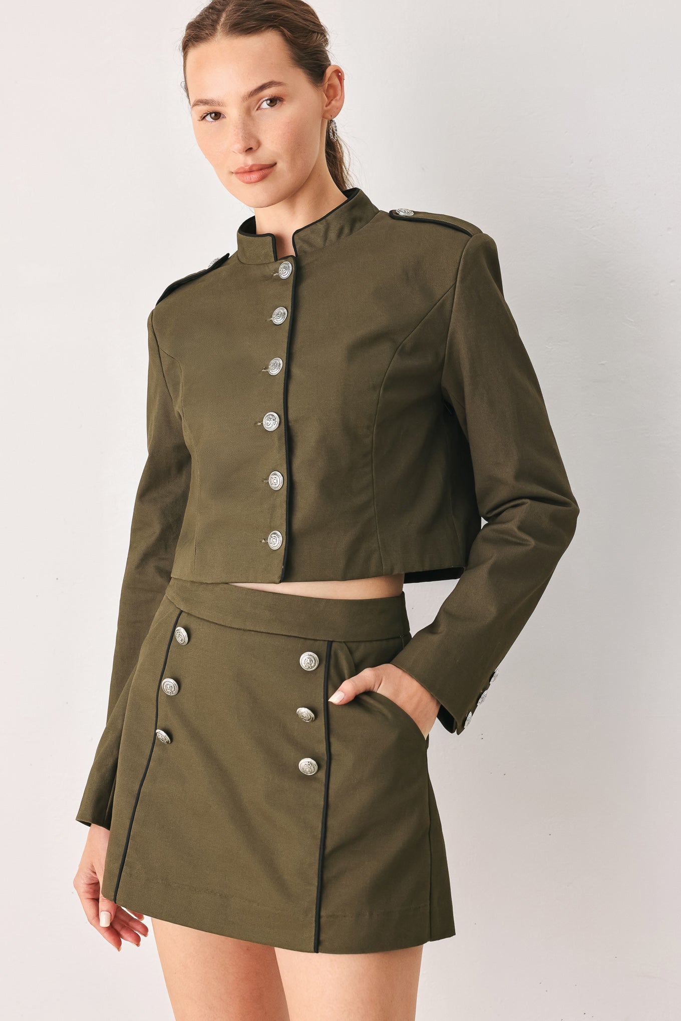 Olive Cadet Cropped Jacket