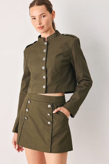 Olive Cadet Cropped Jacket