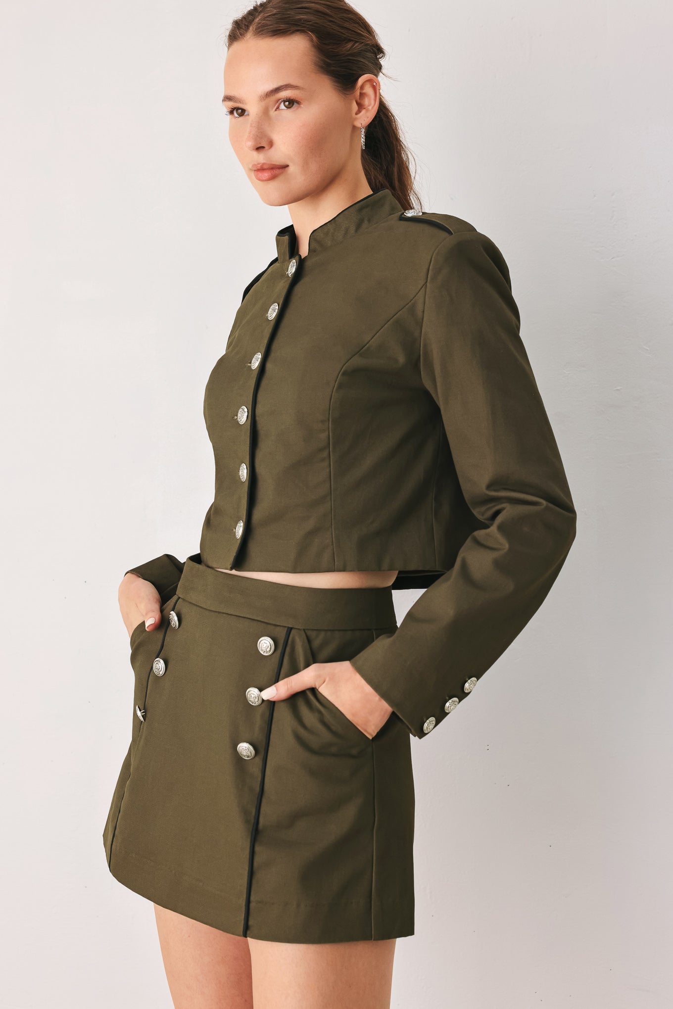 Olive Cadet Cropped Jacket