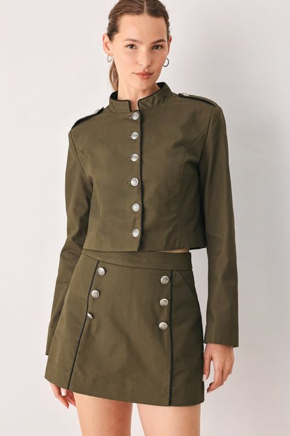 Olive Cadet Cropped Jacket