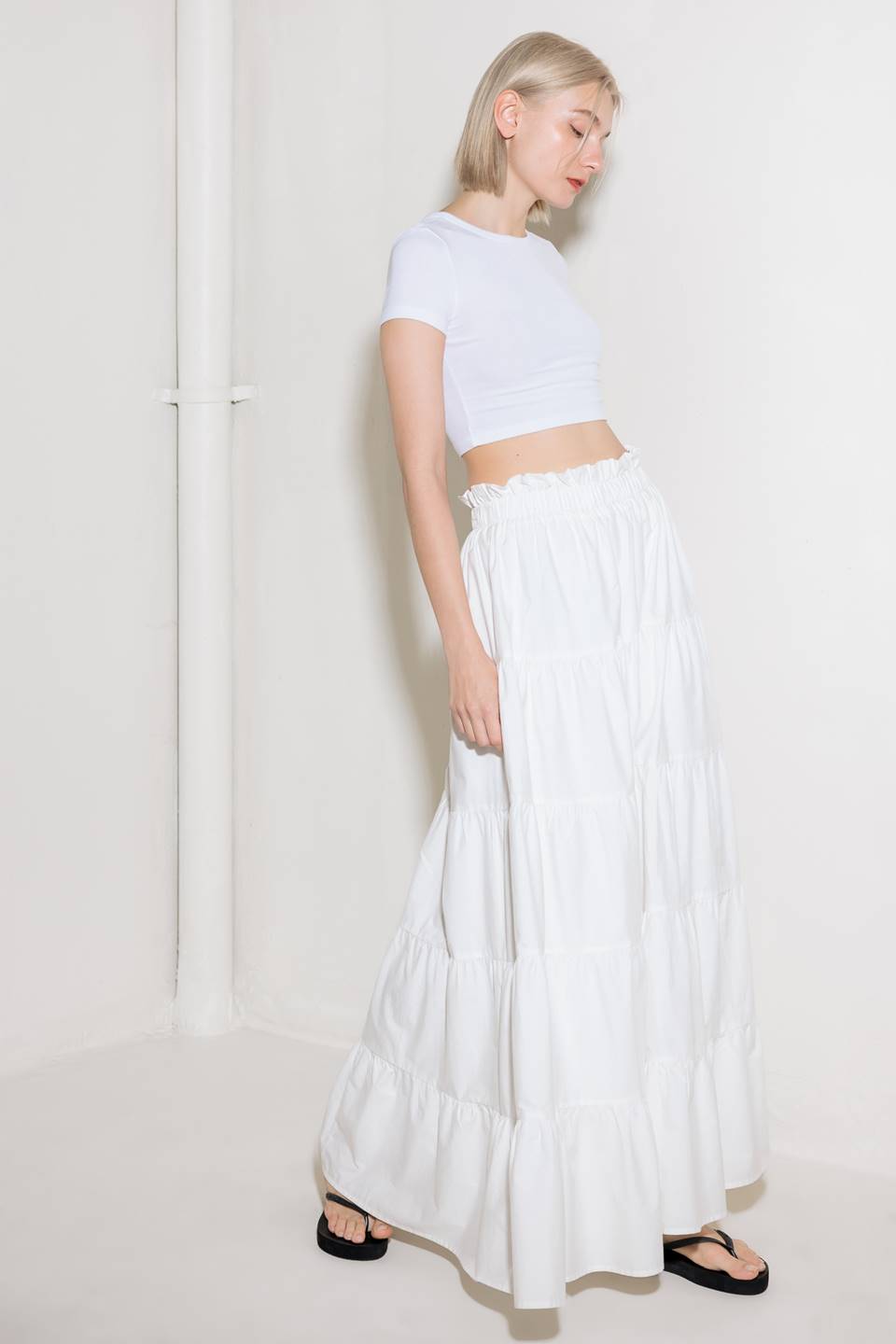 Elasticized Tiered Summer Maxi Skirt | Trendy Skirts Outfit Idea for Women by Ro + Ivy | Elevated Basics, Modern Comfort & Style