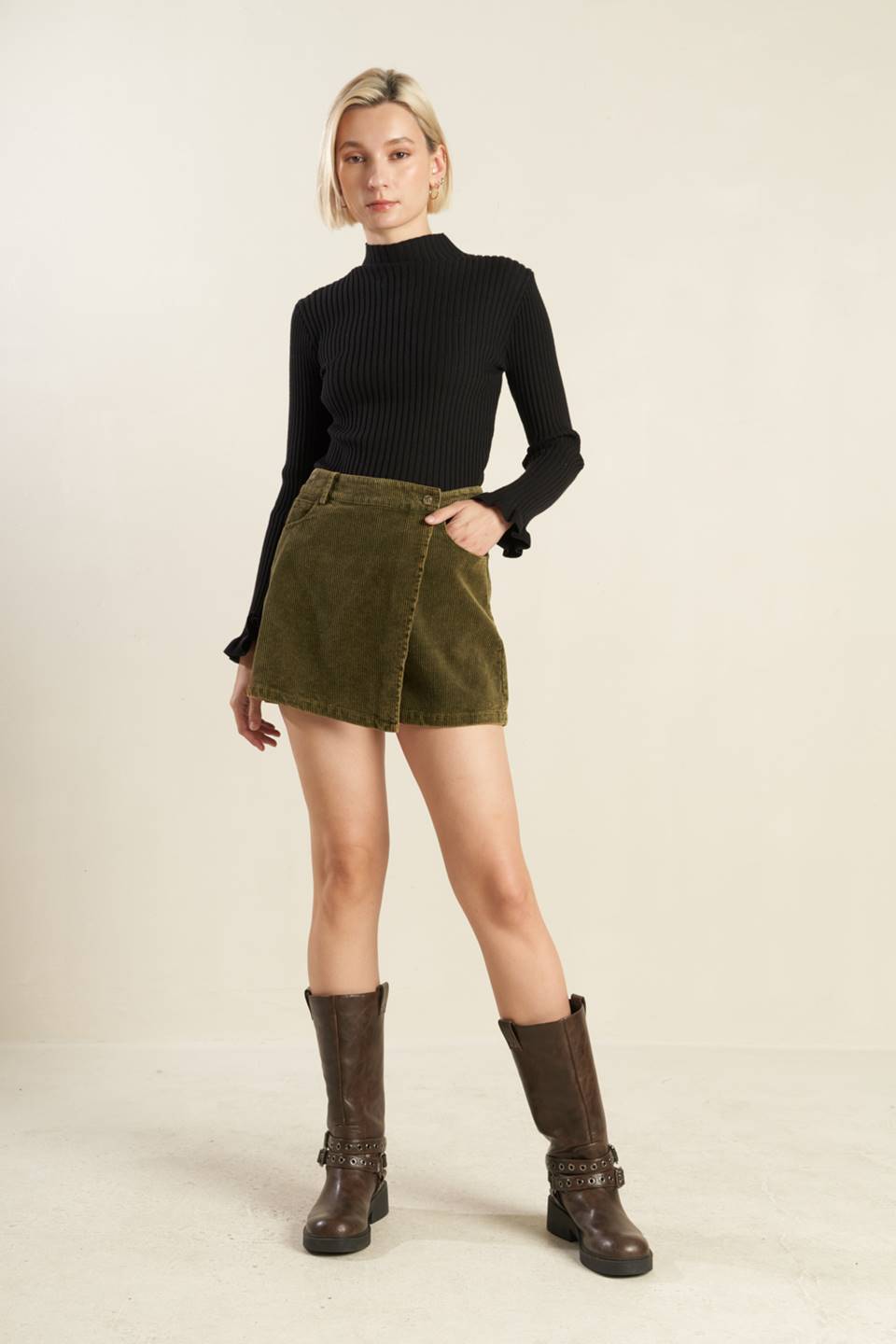 Washed Corduroy Mini Skirt | Trendy Skirts Outfit Idea for Women by Ro + Ivy | Elevated Basics, Modern Comfort & Style