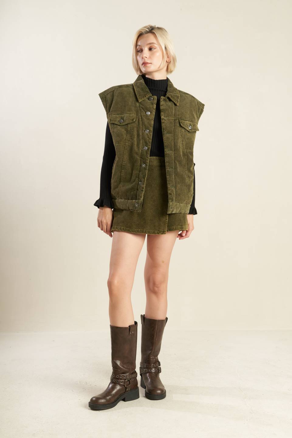 Washed Corduroy Mini Skirt | Trendy Skirts Outfit Idea for Women by Ro + Ivy | Elevated Basics, Modern Comfort & Style