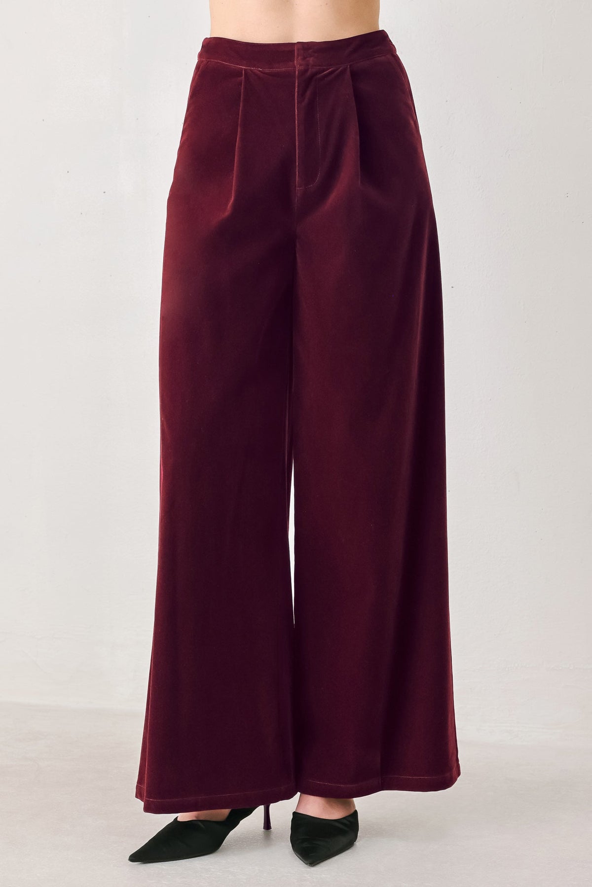 Brown Velvet Wide-Leg Pants BERRY