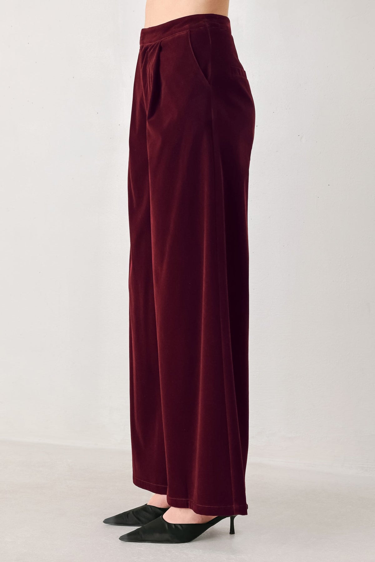 Brown Velvet Wide-Leg Pants