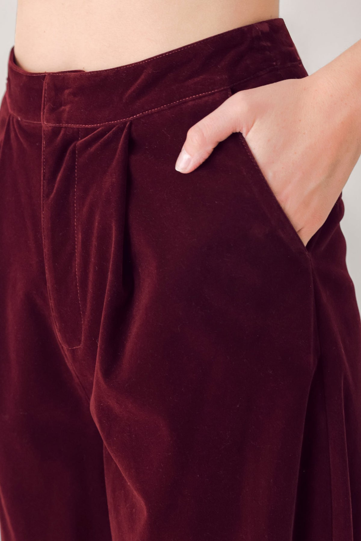 Brown Velvet Wide-Leg Pants