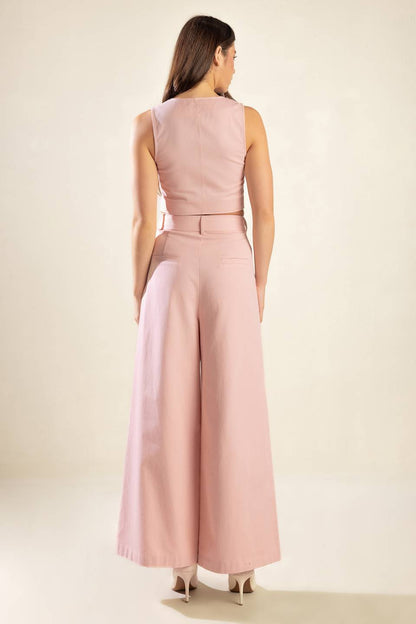 Wide Leg Pink Cotton Trouser Spring Pants | Trendy Pants Outfit Idea for Women by Ro + Ivy | Elevated Basics, Modern Comfort & Style