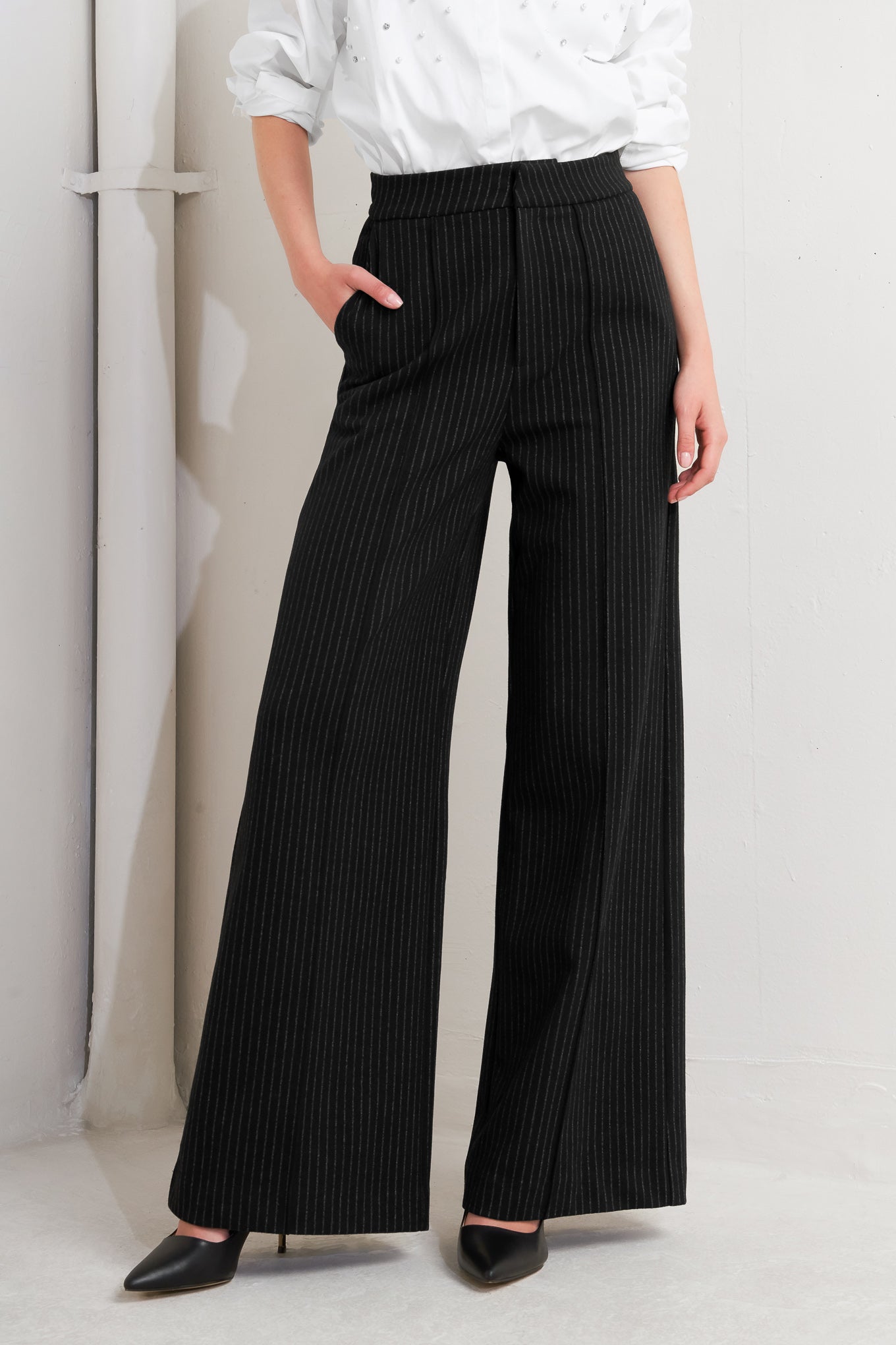 Wide Leg Striped Pants Trendy Pants Outfit Idea for Women | Ro + Ivy