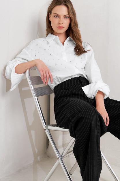 Wide Leg Striped Pants Trendy Pants Outfit Idea for Women | Ro + Ivy
