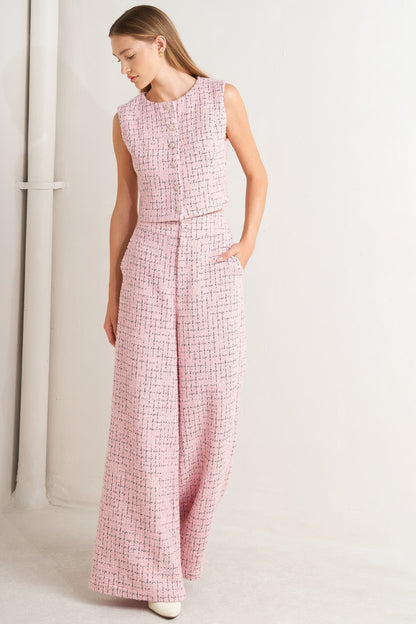 Wide Leg Rosé Tweed Pants | Trendy Pants Outfit Idea for Women by Ro + Ivy | Elevated Basics, Modern Comfort & Style
