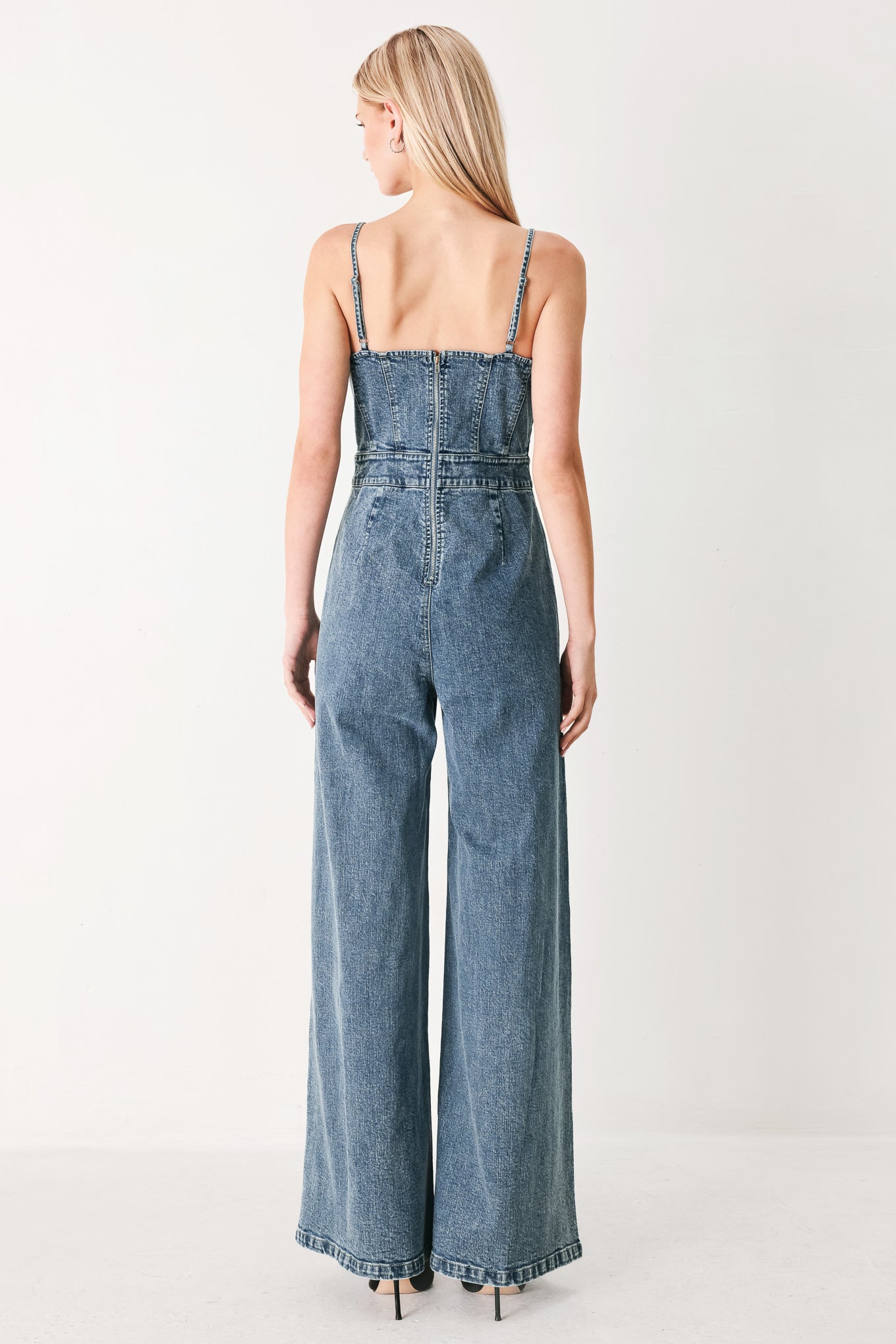 Wide-Leg Denim Jumpsuit