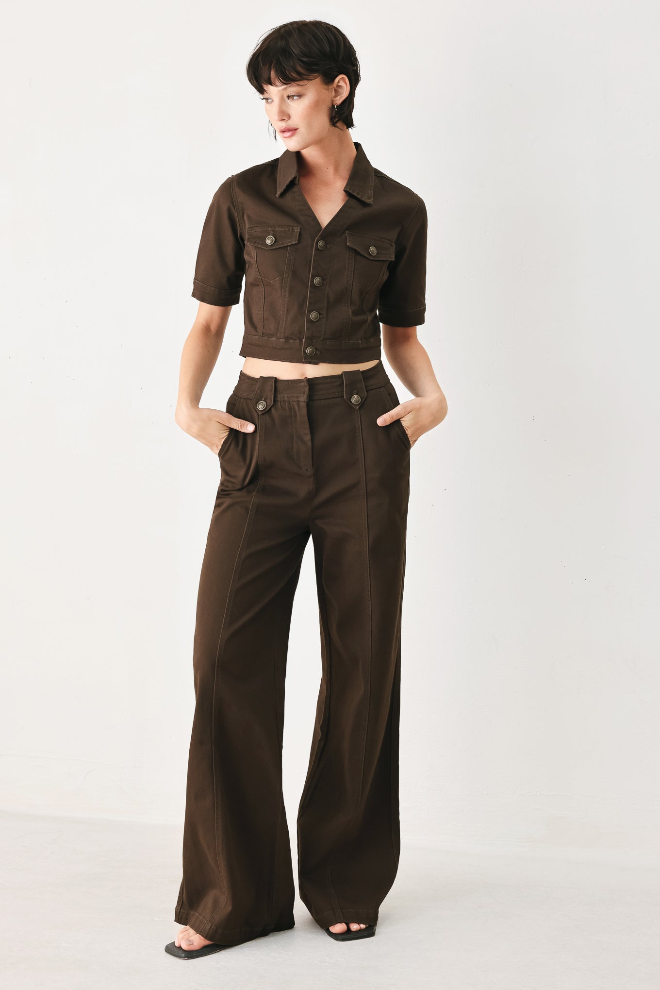 Brown Wide-Leg Pants