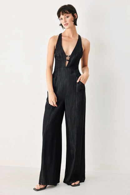 Deep V Halter Neck Jumpsuit