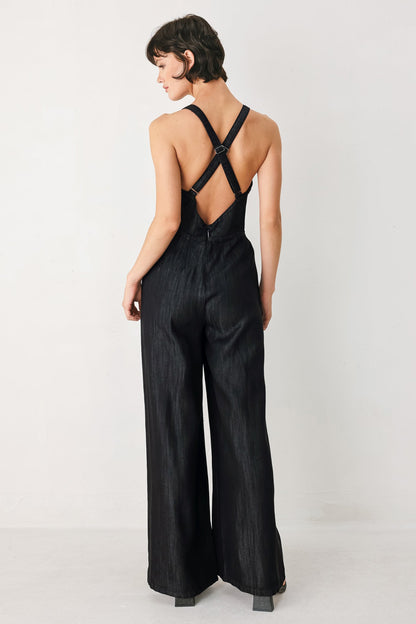 Deep V Halter Neck Jumpsuit