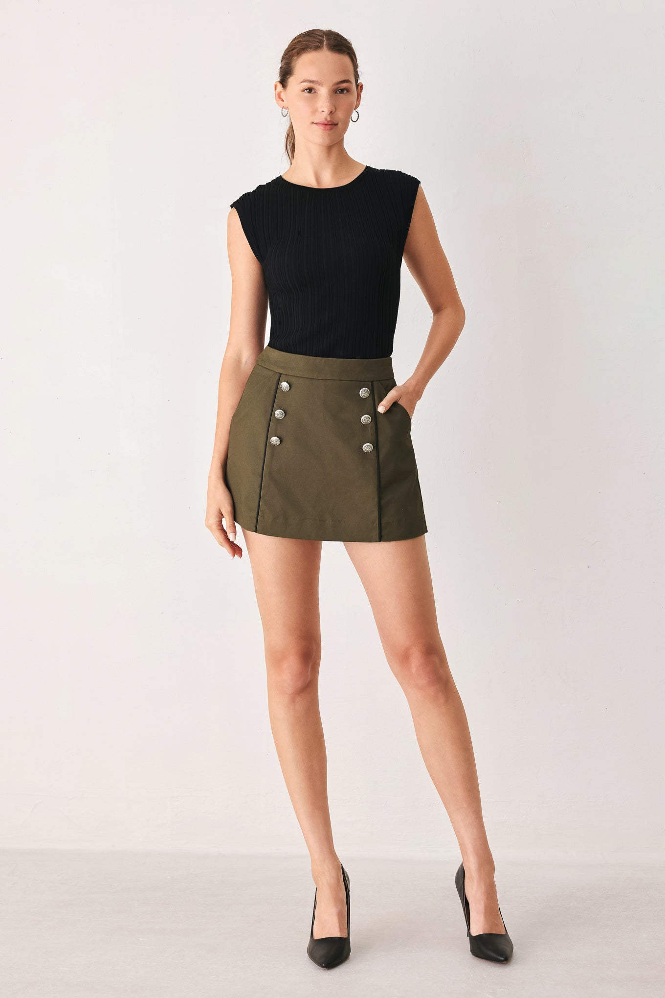 Green Tailored Cadet Skort