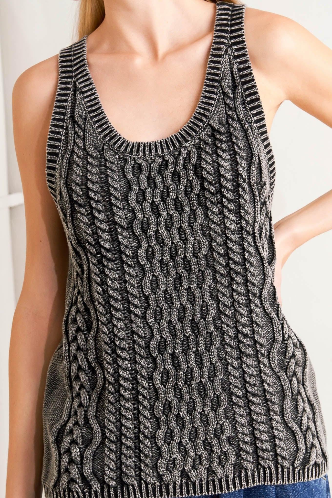 Sweater Knit Tank Top BLACK