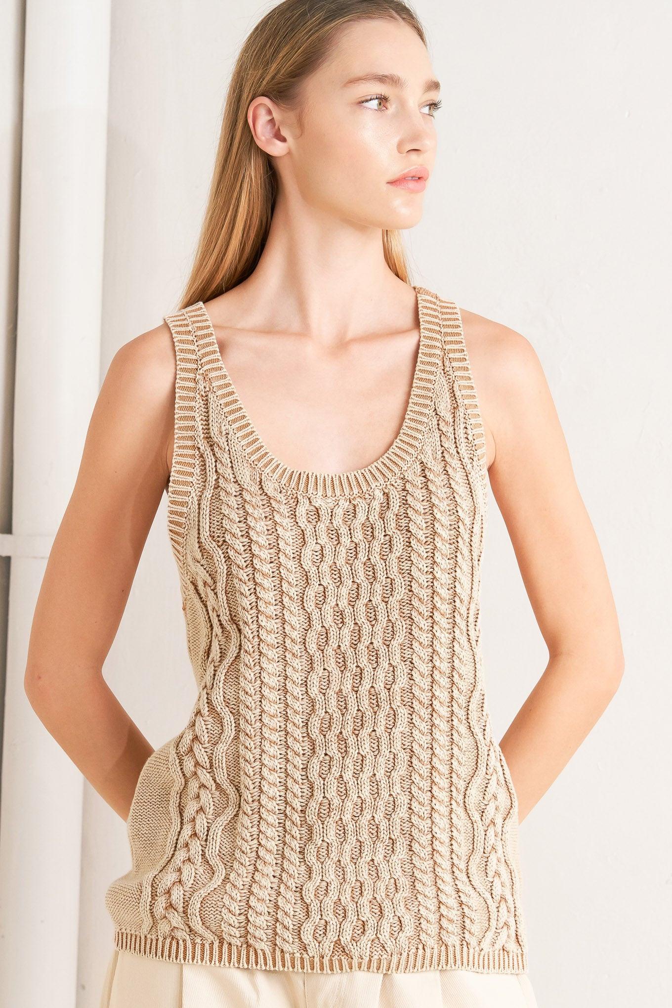 Sweater Knit Tank Top CAMEL