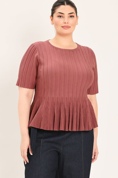 Everyday Peplum Short Sleeve Knit Top