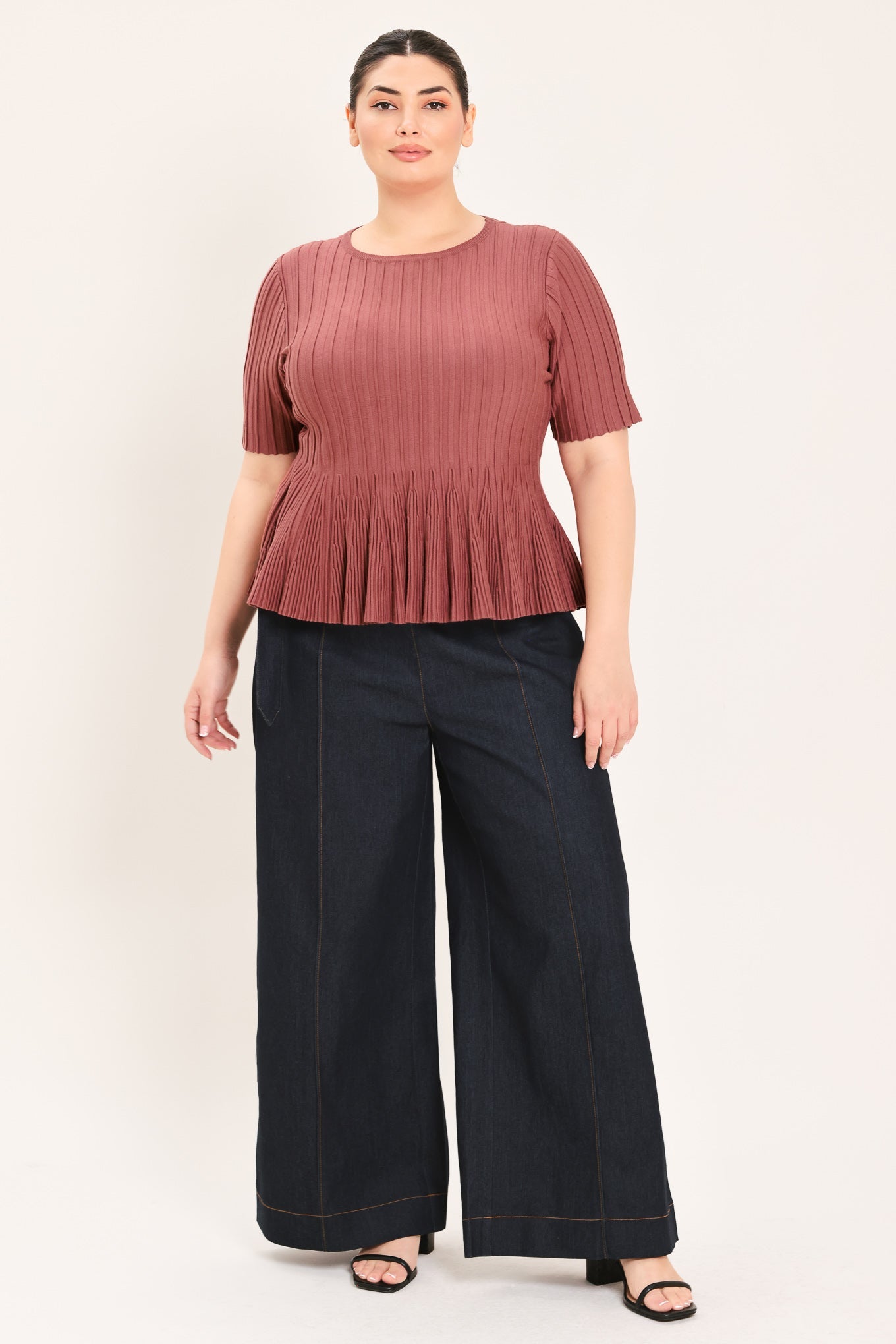 Everyday Peplum Short Sleeve Knit Top