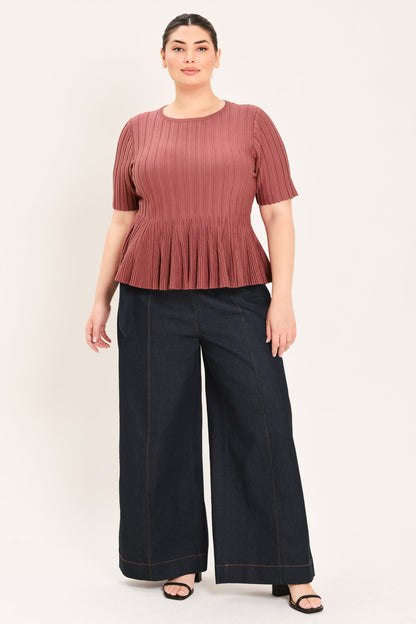 Everyday Peplum Short Sleeve Knit Top