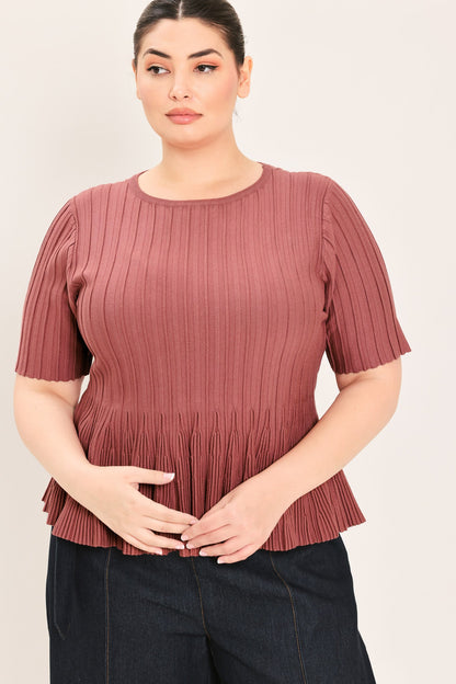 Everyday Peplum Short Sleeve Knit Top