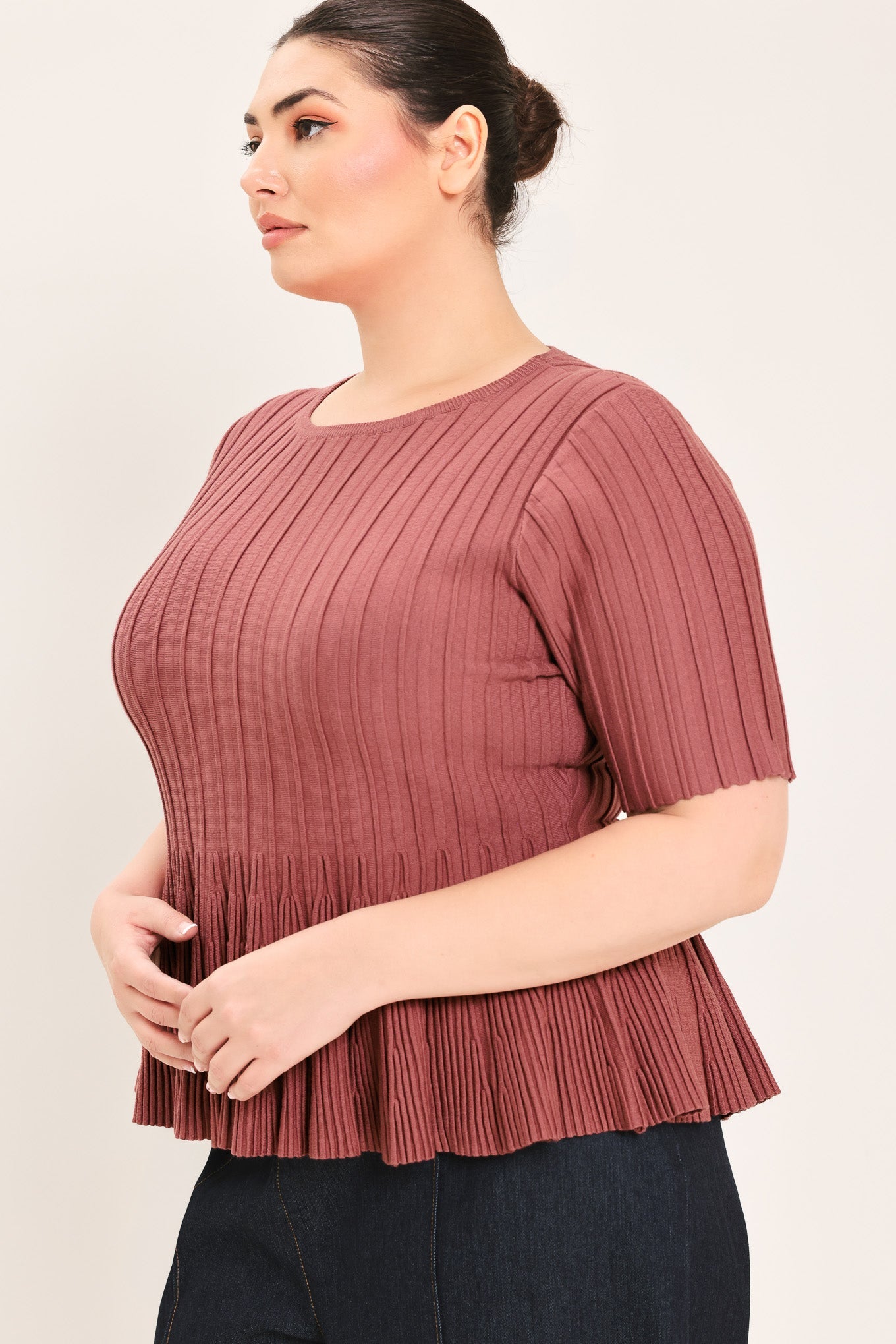 Everyday Peplum Short Sleeve Knit Top