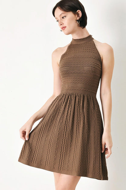 Halter Neck Mini Knit Dress