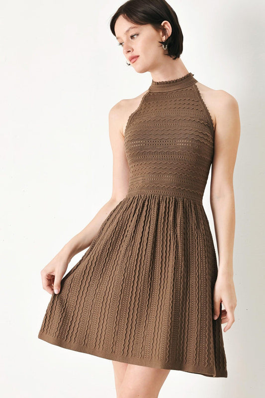 Halter Neck Mini Knit Dress