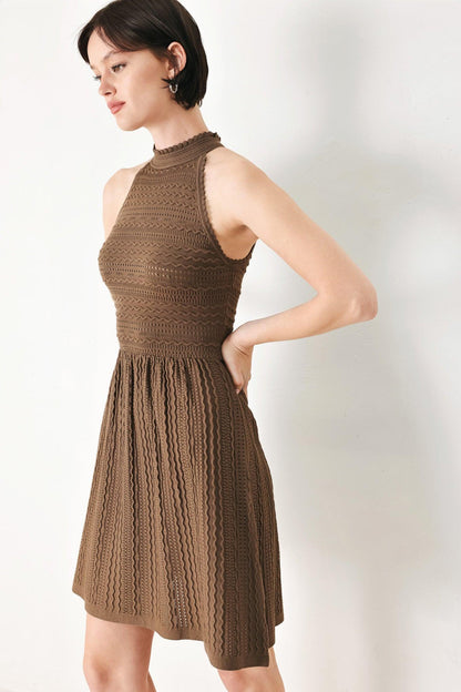 Halter Neck Mini Knit Dress
