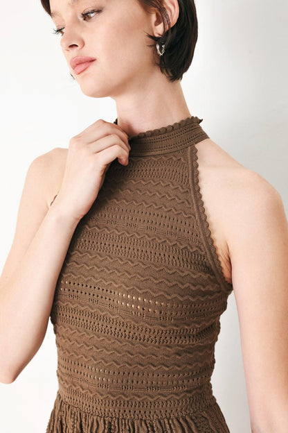 Halter Neck Mini Knit Dress