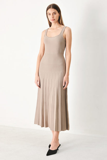 Square Neck Sweater Knit Midi Dress