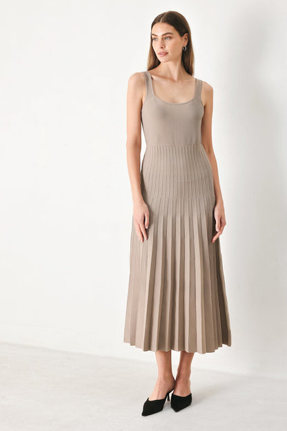 Square Neck Sweater Knit Midi Dress NEUTRAL