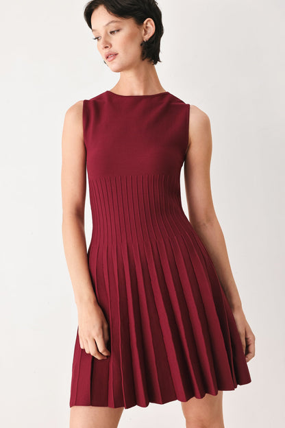 Sleeveless Sweater Knit Mini Dress BURGUNDY