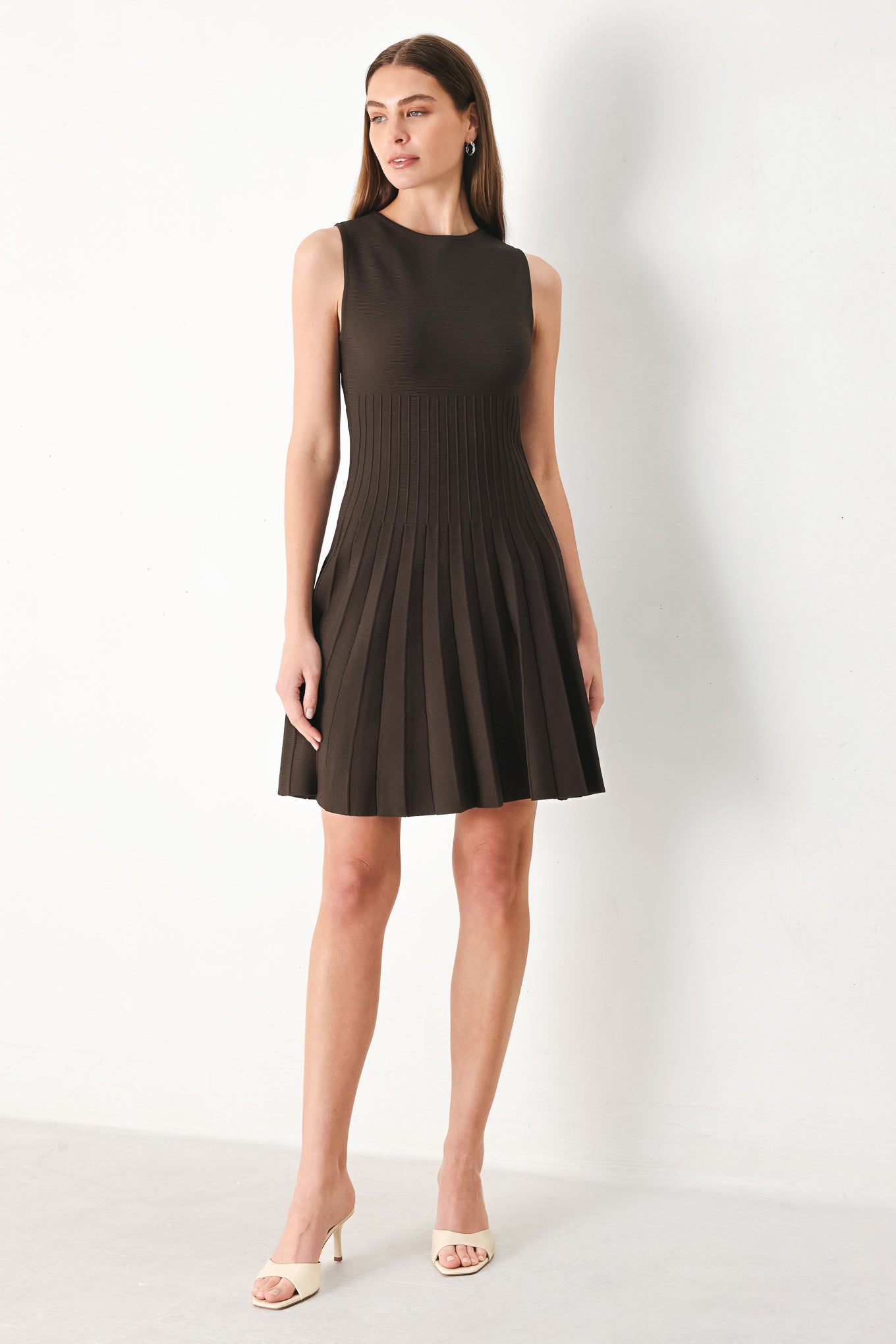Pleated Sweater Knit Mini Dress