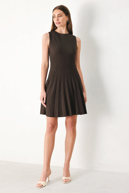 Pleated Sweater Knit Mini Dress