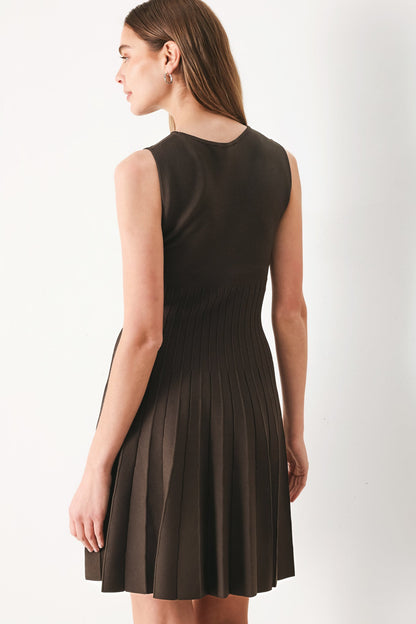 Pleated Sweater Knit Mini Dress