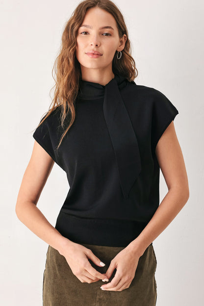 Soft Knit Blouse with Scarf Tie