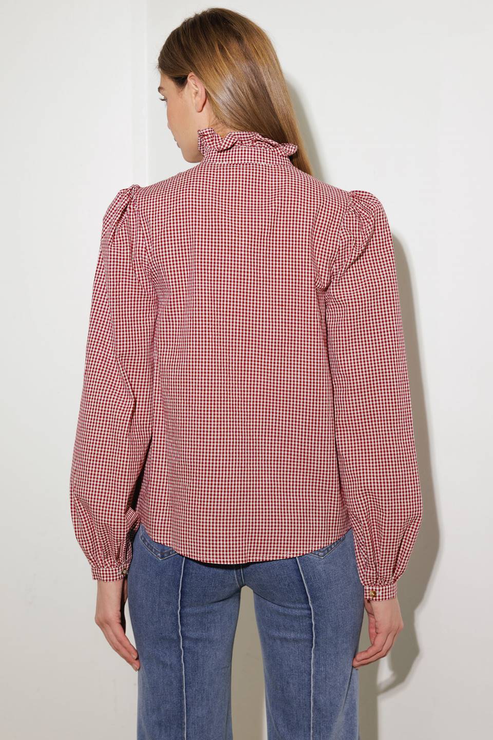 Ruffled High Neckline Long Sleeve Shirt | Trendy Shirts Outfit Idea for Women by Ro + Ivy | Elevated Basics, Modern Comfort & Style