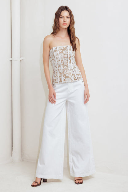 Strapless Dressy Lace Corset Top with Boning | Trendy Tops Outfit Idea for Women by Ro + Ivy | Elevated Basics, Modern Comfort & Style