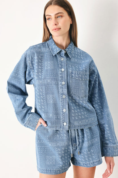 Vintage Bandana Denim Jacket